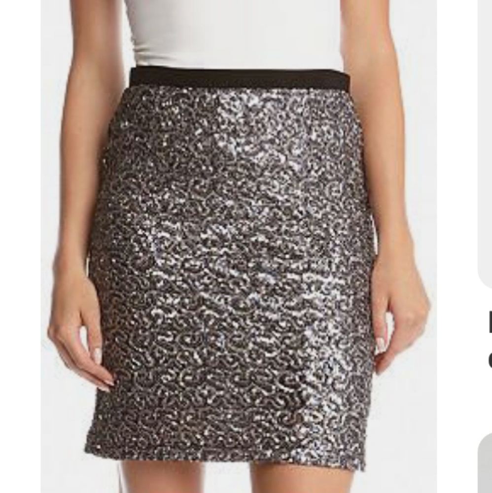 Karen Kane Silver Sequin Skirt New Large - Picture 1 of 7